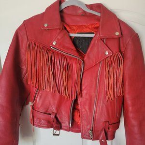 Vintage leather fringe jacket